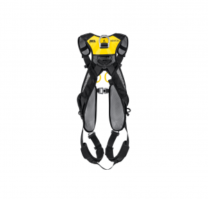 Wir präsentieren den Auffanggurt Petzl NEWTON EASYFIT in Schwarz und Gelb, einen Sicherheitsgurt mit verstellbaren Riemen und Schnallen für hervorragenden Fallschutz. Er verfügt über zwei Schultergurte, Beinschlaufen und einen zentralen Befestigungspunkt und ist somit ideal für Industrie- oder Kletteranwendungen.