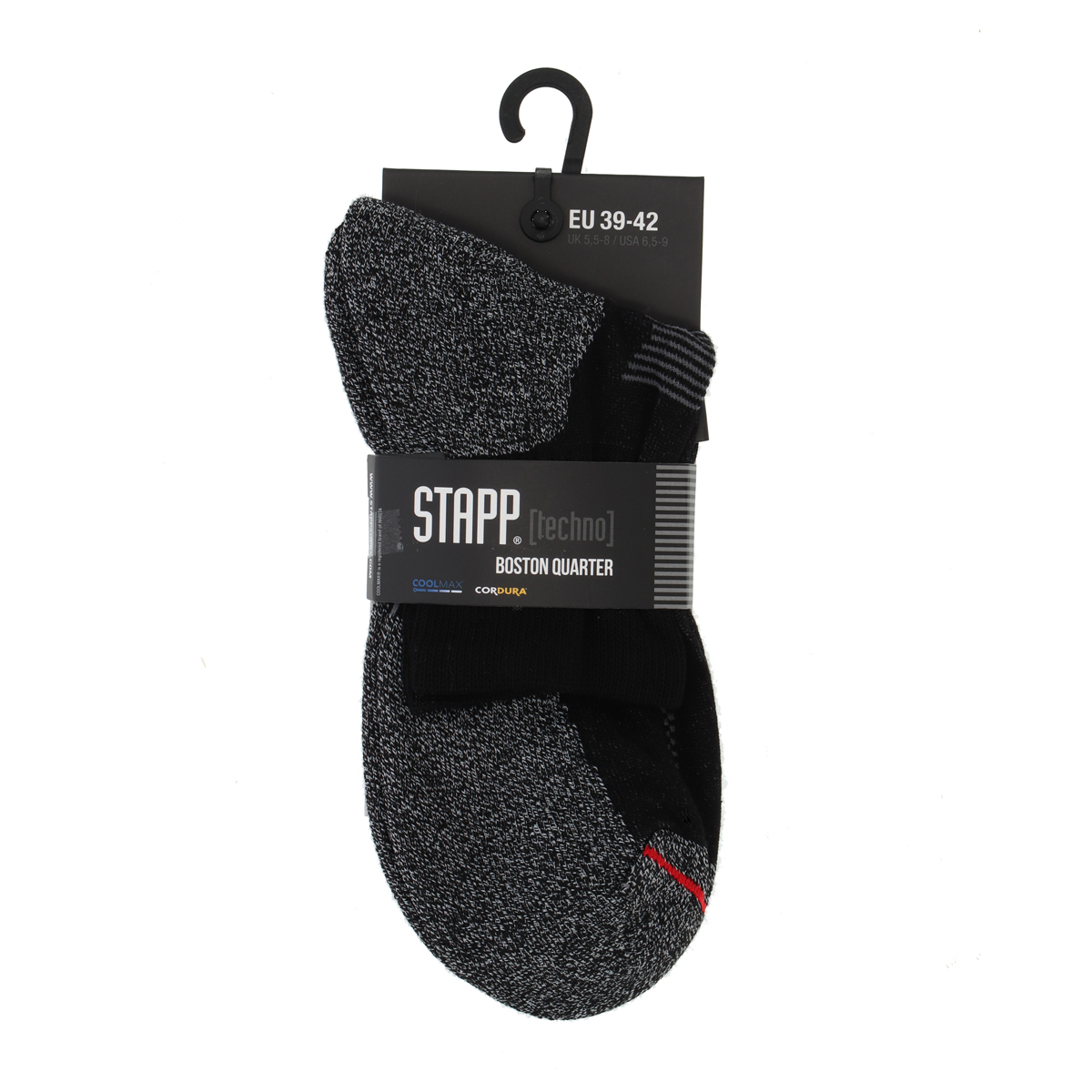 Stapp Techno Boston Quarter Funktionssocke in Schwarz in der Verpackung