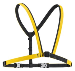 Petzl Sterno Brustgurt in Gelb und Schwarz zur Ergänzung des Sitzgurts